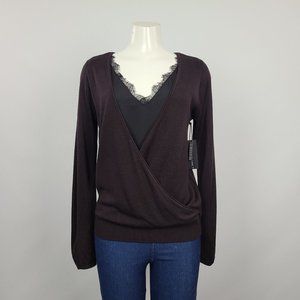 Black Tape Burgundy Knit Crossover Top Size S NWT
